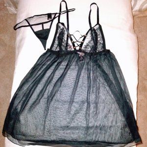 NEW Victoria's Secret Sheer Lace-Up Babydoll